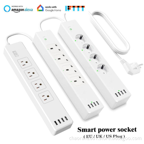 Eu Power Strip Power Extensions Strip Smart 4 Outlet Power Strip European Surge Protector TUYA